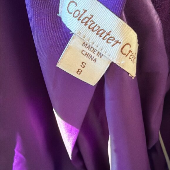 Coldwater Creek NewWT Purple Wool Blend Button Lined Pea Coat Small (8) - Picture 8 of 8